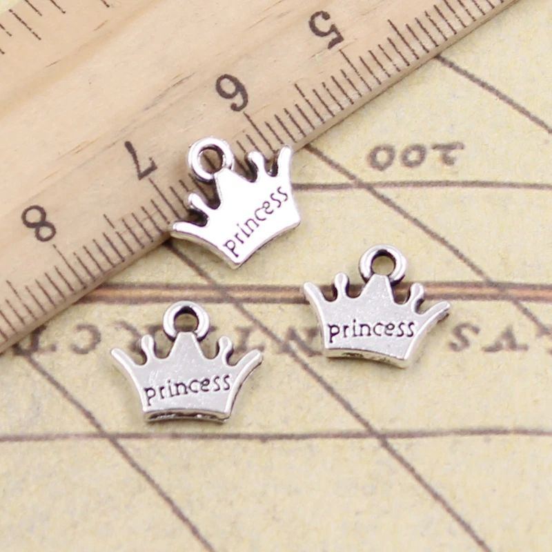 20pcs Charms Crown Princess 13x11mm Tibetan Bronze Silver Color Pendants Antique Jewelry Making DIY Handmade Craft