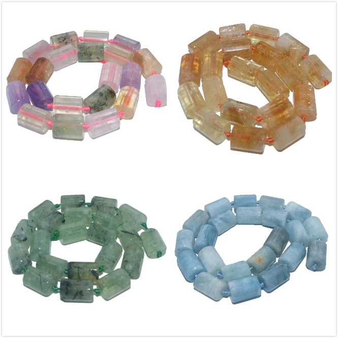 

Natural Stone Cylindrical Shaped Pink Quartz Citrines Yellow Crystal Agates Lapis lazuli Beads For Jewelry Making DIY Bracelet