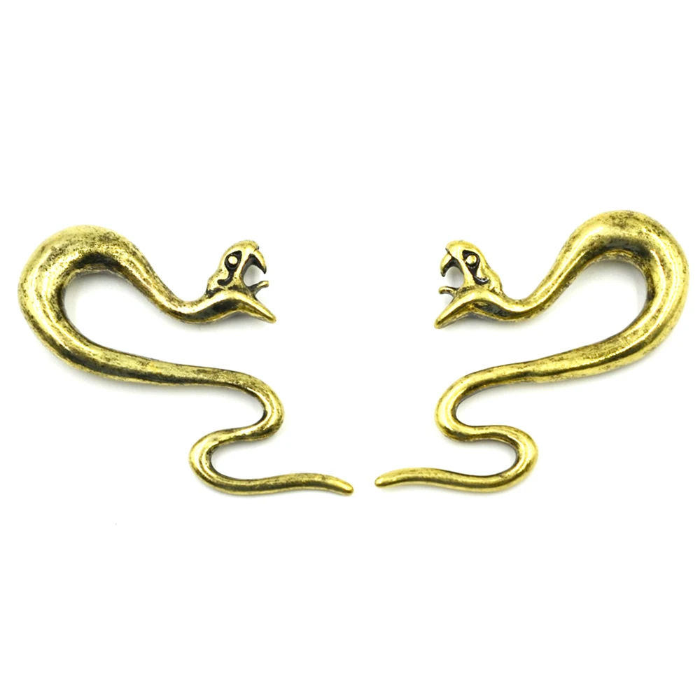 PAIR Brass Snake Ear Weight Hanger Swirl Earring Taper Spiral Stretcher Gauge Piercing Body Jewelry Expander