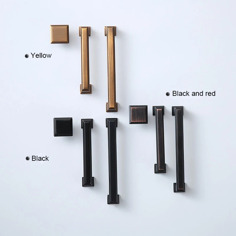 WV Square American Handle Yellow Bronze Red Bronze Zinc Alloy Knob Modern Kitchen Cupboard Pulls Drawer Knobs Furniture Hardware