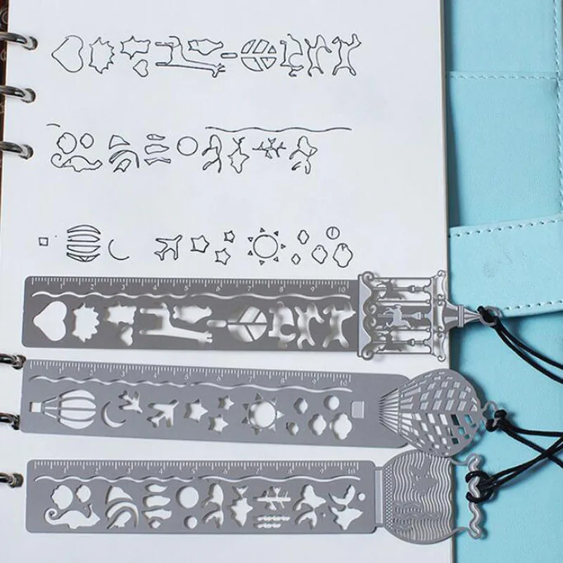 Metal Stencil Account Multi-Function Drawing Ruler Hollow Painting Template Student Children Stationery Office School Supplies