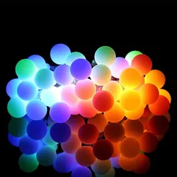 Lámpara Solar de bola blanca pequeña para exteriores, guirnaldas de luces LED de 10M de potencia, guirnaldas solares para jardín, decoración de fiesta de Navidad, 50 LED