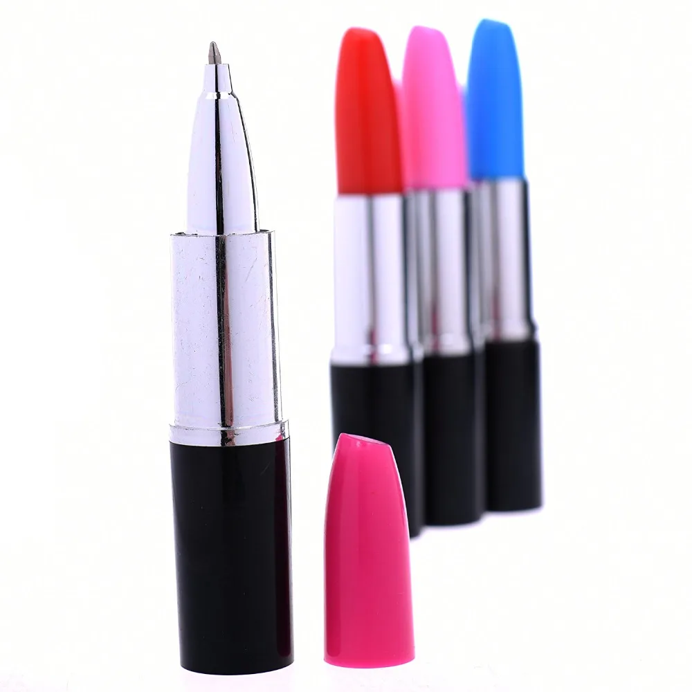 Pack of 4 Assorted Colors Lipstick Black Ink Ballpoint Pen