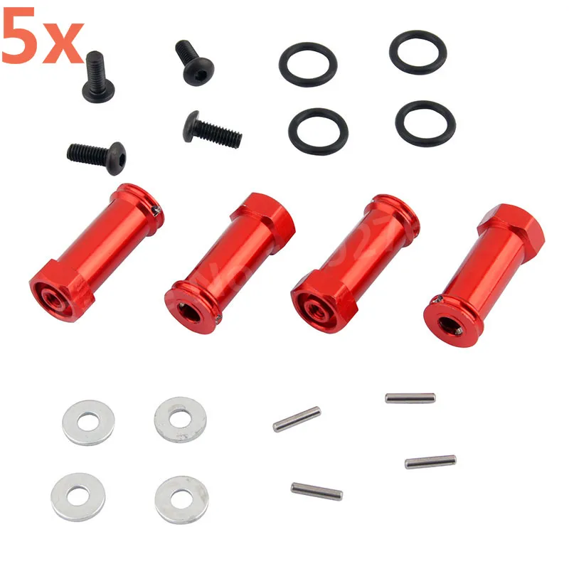 5 sets RC Car 1/10 Scale Upgrade Parts Aluminum Alloy 12mm Wheel Hex Hub Extension Adapter 30mm Hex Drive For Traxxas Slash 4x4