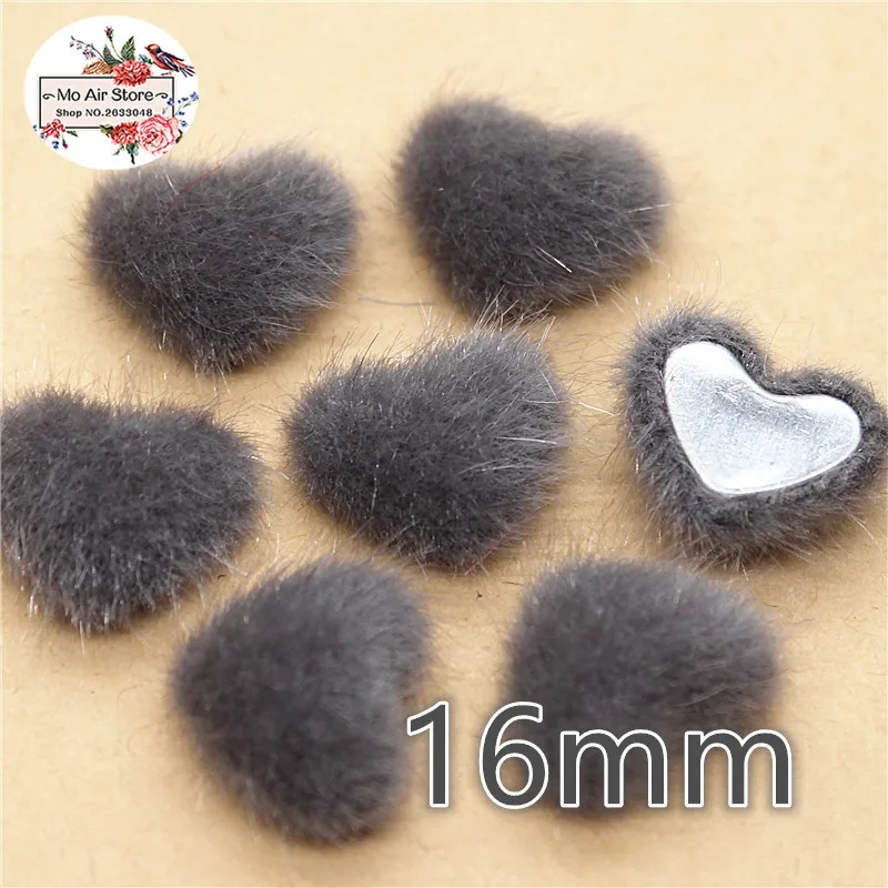 50pcs 16mm Flatback Hairy Fabric Covered Heart Buttons Home Garden Crafts Cabochon Scrapbooking DIY 16mm