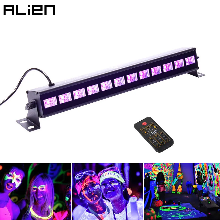 alien preto uv led light bar com controle remoto dmx efeito de iluminacao de palco disco dj xmas party indoor holiday luzes do clube 36w 01