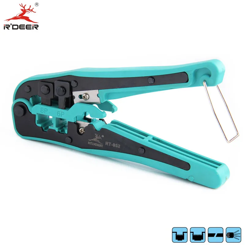 RDEER 3-in-1 Wire Stripper 4P/6P/8P Network Crimping Pliers Cable Cutter Multifunctional Electrician Crimping Tool