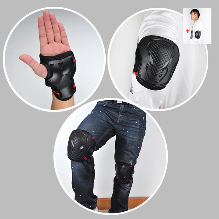 

6 Pcs/Set High Strengthen Knee Wrist Elbow Skating Protective Gear Pads Protection Guard Pad for Kids Child Children Adults