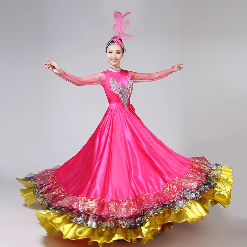 Spanish Bullfighting Dress Festival Flamenco Opening Dance Full-skirt for Adult Female Stage Performance Big Swing Costume H585