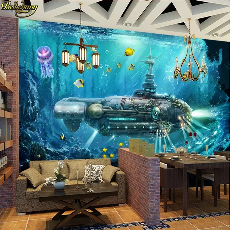 

beibehang Custom photo 3D wallpaper mural submarine underwater world TV background wall decorative painting papel de parede