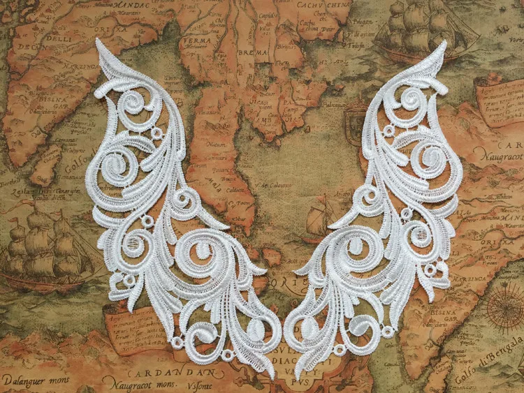 5Pair New Design Lace Wedding Dress Veil Applique Bridal Headdress Collar Lace Fabric Patch Handmade DIY Accessories RS900 — zdjęcie 4
