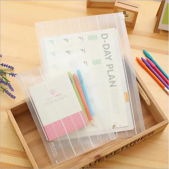 Kawaii Transparent PVC A4 File Folder Desk Document Organizer Bag Office School Pencil Storage Case Stationery Supplies