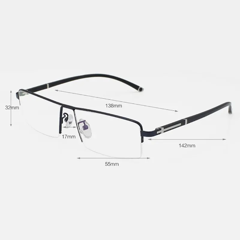 Reven Jate Eyeglasses Frame for Optical Business Men Glasses Frame Rx-able Prescription Semi-Rimless Alloy Eyewear Man Spectacle