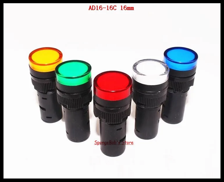 20 Pcs/Lot Mixed Color AC/DC 12V,24V,110V, AC220V AD16-16C 16mm Mount Size LED Power Indicator Signal Light Pilot Lamp