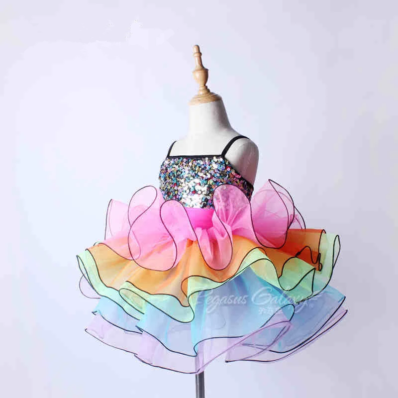

Newest Shining Sequins Child Dress,Rainbow Ballet Tutu Skirt,Professional Stage Dancewear for Girls Competition/Practice Costume