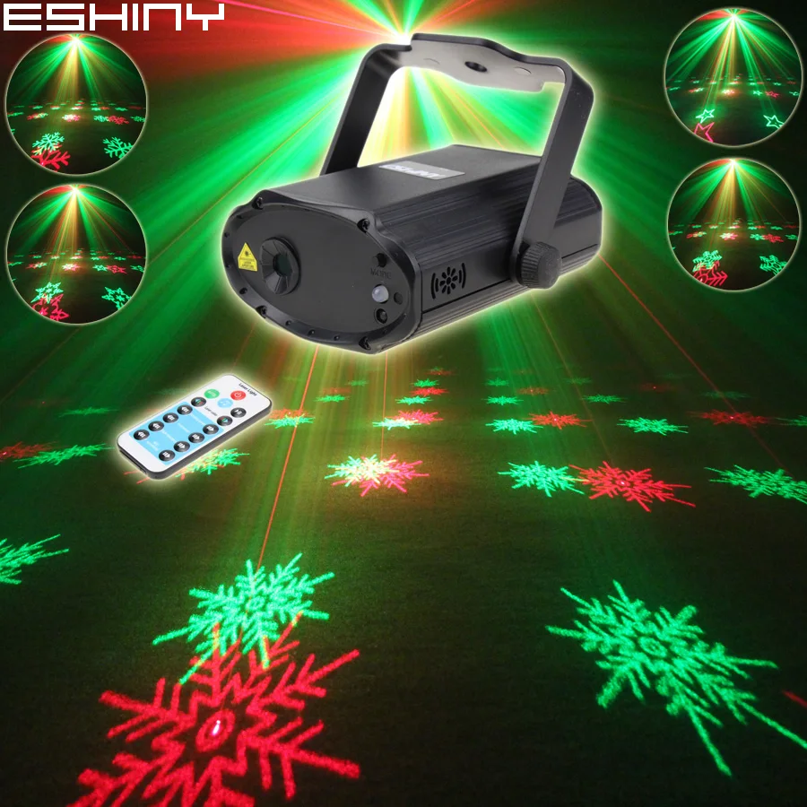 

ESHINY Remote MINI R&G Laser 6 Snowflake Patterns Projector DJ Dance Disco Bar Home Party Xmas Stage Effect Light Show T164D2