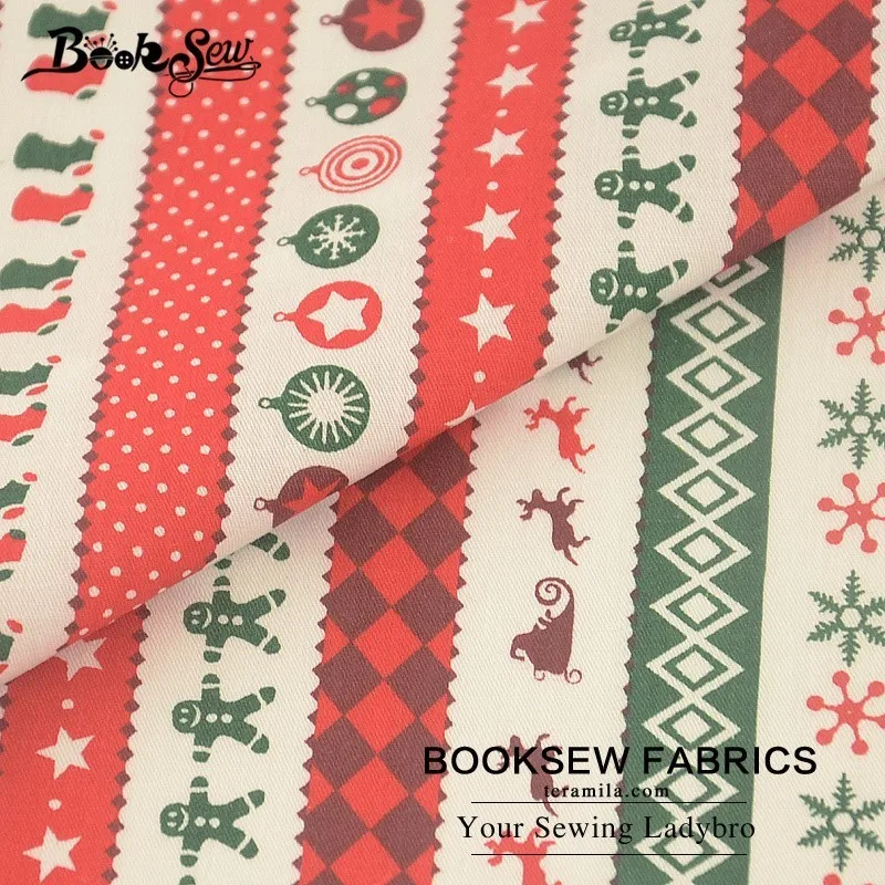 Booksew 100% Cotton Twill Fabric Christmas Design Home Textile Sewing Cloth Quilting DIY Patchwork Baby Craft Cushion Bedsheet