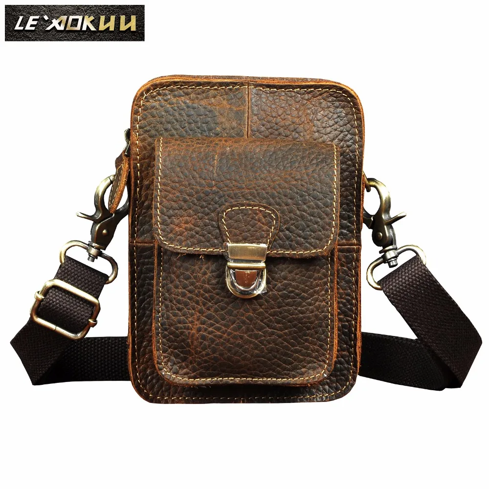 Quality Leather Men Multifunction Casual Design Small Messenger Shoulder Bag Fashion Waist Belt Bag 6\