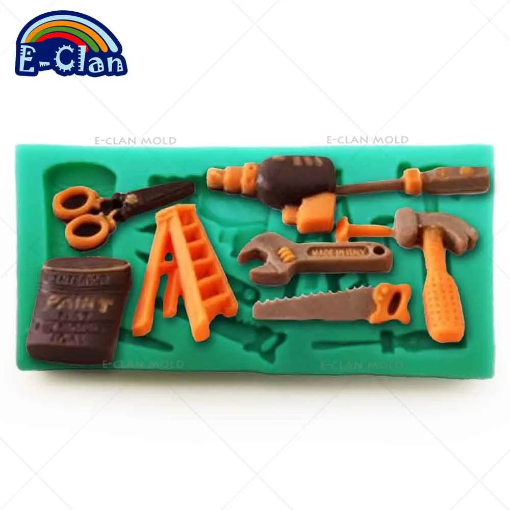 New DIY hardware tools spanner scissors saw silicone fondant molds cake decorating tools cake tools chocolate mould F0035GJ30