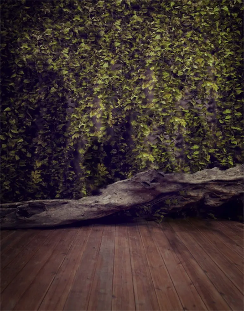 

5x7ft Wooden Floor Green Leaves Photography Backdrops Photo Props Studio Background