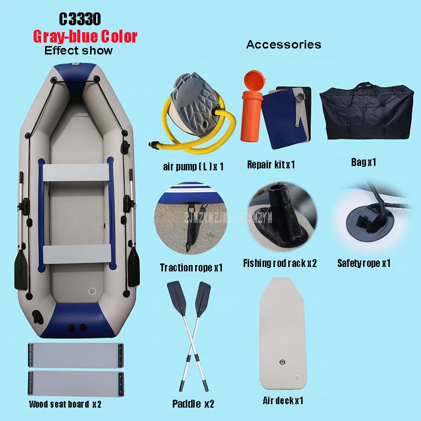 PVC Inflatable Boat Wear-resistant Raft River Dinghy Fishing Rowing Boat 0.7mm/0.9mm 4-6/5-7/6-8 Person With Oars and Air Pump