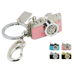 Metalowa kamera diamentowa pamięć Usb Mini Pendrive różowa pamięć aparatu 8GB 16GB prezent U dysk moda Pendrive brelok do kluczy