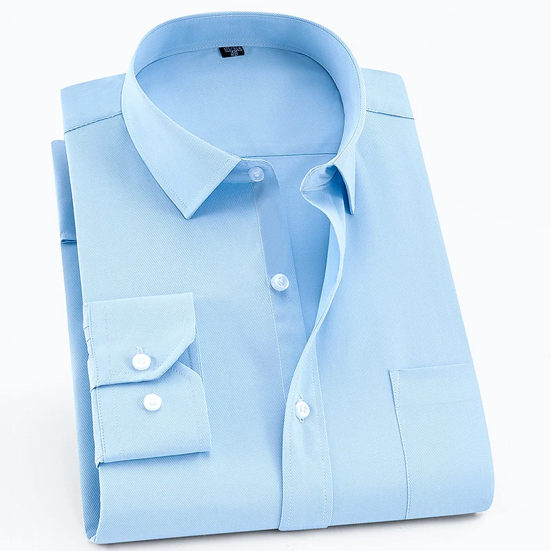 Chemise classique à manches longues pour hommes, coupe Standard, avec contraste, bouton sur le devant, patte de boutonnage, rayé/sergé, chemises