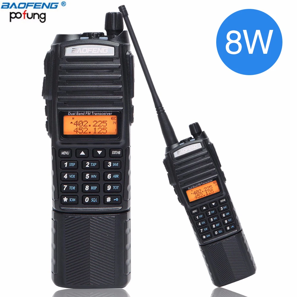 Baofeng UV-82 plus 8watts powerful 8W High Power Walkie Talkie 3800mAh Battery With DC Connector Dual Band 10km handheld radio