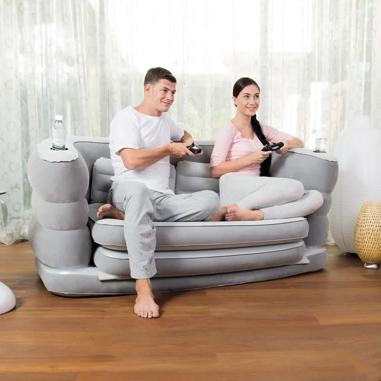 two people seat and 1 space living room bean bag chair, air 2 in 1 foldable inflatable sofa beds and chair