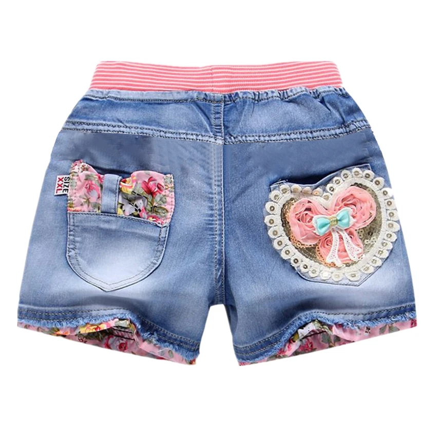 Summer Kids Short Denim Shorts For Girls Fashion Girl Short Princess Jeans Children Pants Girls Shorts Flower Girls Clothing