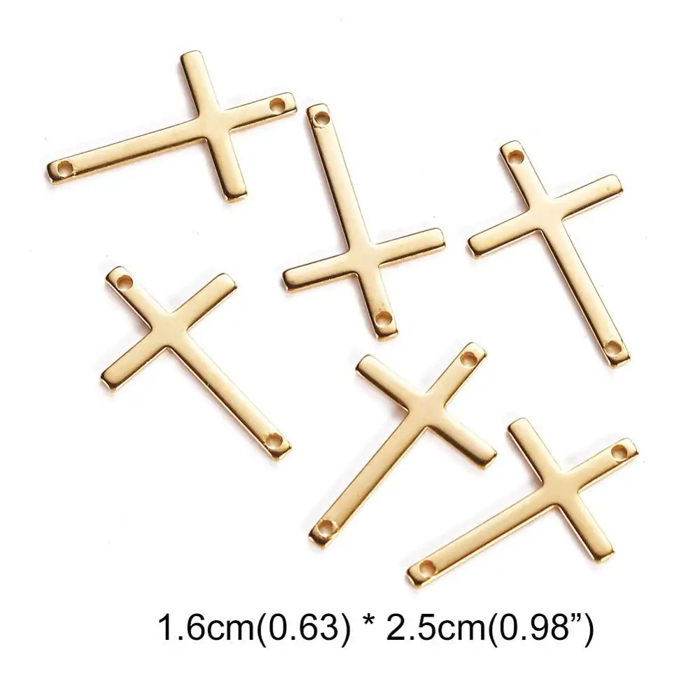 20Pcs/lot Stainless Steel Cross Charms Pendant Double Hole Cross Charms Fit Bracelet Necklace Pendants Diy Jewelry Making