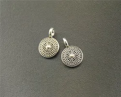 30pcs  Silver Color Round drop Charm Pendant DIY Necklace Jewelry Findings 9x15mm A1552