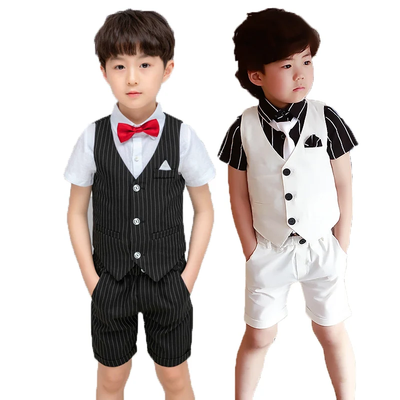 

School Boys Formal Suit for Weddings Prom Party Tuxedo Dress kids Weeding Sets Vest Pants 2pcs Children Birthday Costumes