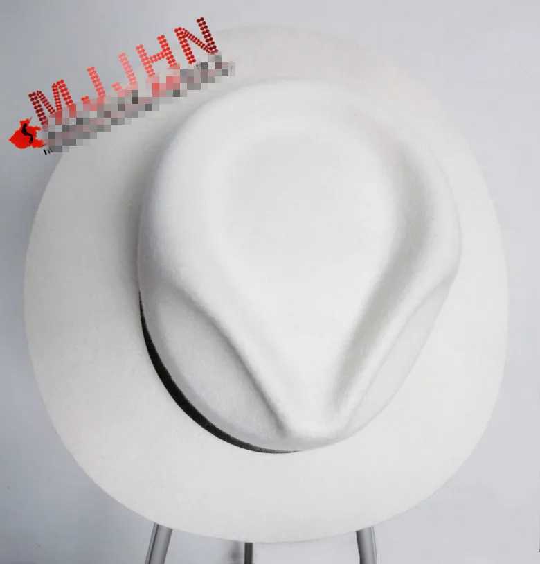 MJ Michael Jackson Smooth Criminal con nombre, sombrero de lana FEDORA blanco, Colección Trilby