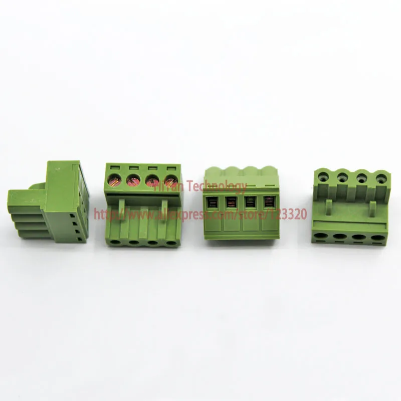 (20sets/lot) PCB Screw Terminal Block Connector KF2EDGK 4P and 180 Degree Pin Header pitch:5.08MM/0.2inch Green 10A 300V 4Pins