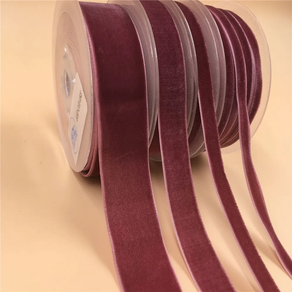 V645 Violet Nylon Single Face Velvet Ribbon,none stretch velour ribbons webbing DIY accessories 6MM,9MM,15MM,25MM