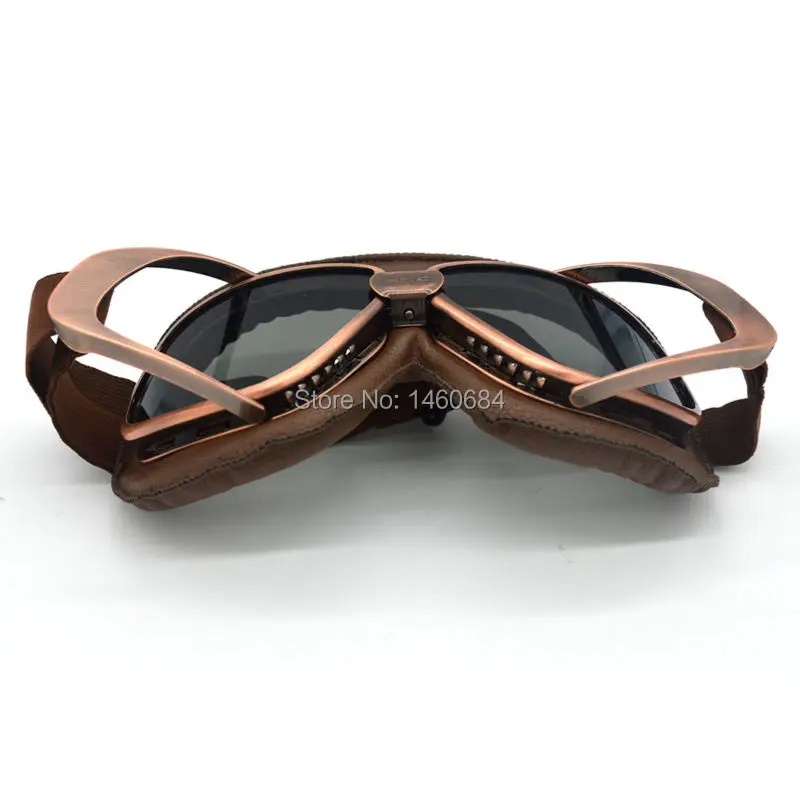 Evomosa New JET Helmet Goggles Motorcycle Goggle Vintage Pilot Biker Brown Leather Eyewear/Skiing Glasses/Racing Gafas