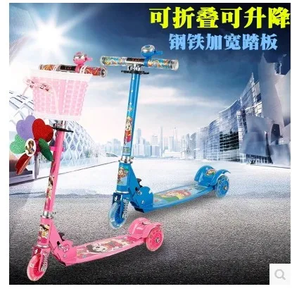 

K12 Scooter round three four 4 wheel roller skates folding baby Children slippery car shipping skuter trottinette for kids