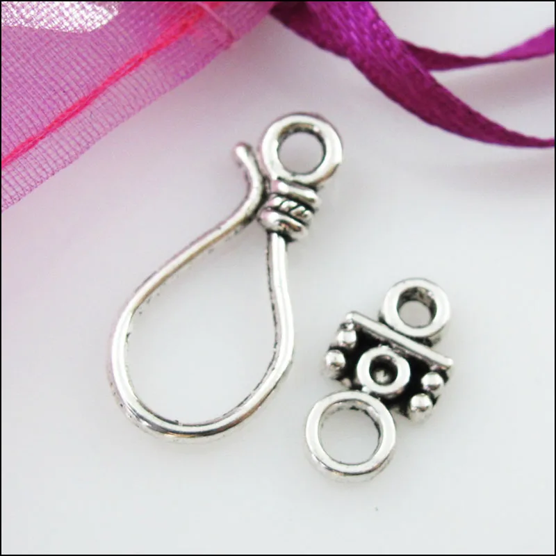 20Sets Tibetan Silver Color Teardrop Bracelet Toggle Clasps Connectors