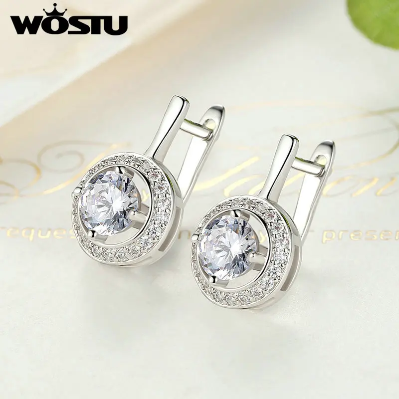 2019 High Quality AAA CZ Crystal White Gold Color Stud Earring for Wedding Romantic Luxury Jewelry XCNE106