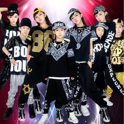 Free Shipping Hip Hop Table Hip Hop Trousers Costume Short-sleeve Hip Hop Dance Costume For young Women or men