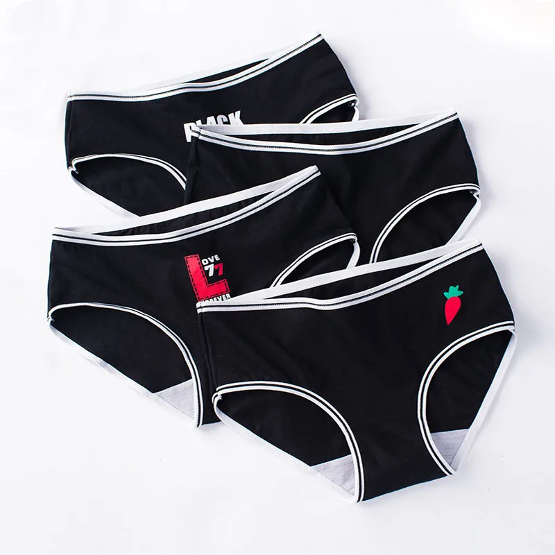 

4pcs/lot Black Underwear Women Panties Plus Size Briefs Sexy Panties Shorts Lingeries Calcinha Girls Underpant Panty Candy color