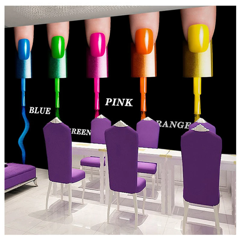 the United States personalized 3D nail polish watercolor graffiti wallpaper beauty salon makeup nail shop background