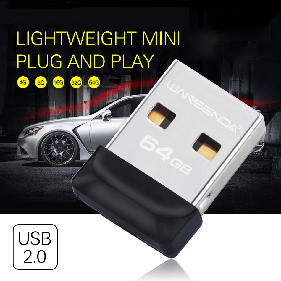 Wansenda Mini USB 2.0 USB Flash Drives 4GB 8GB 16GB 32GB 64GB Tiny Pen Drive Flash Card Pendrives Thumbdrive usb memory stick