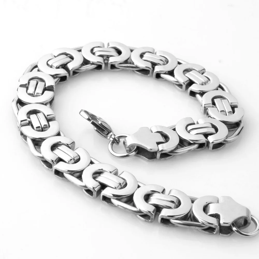 6/8/11MMWide Popular Jewelry Stainless Steel Silver Color Handmade Byzantine Flat Chain Men Women Necklace Or Bracelet 7-40\