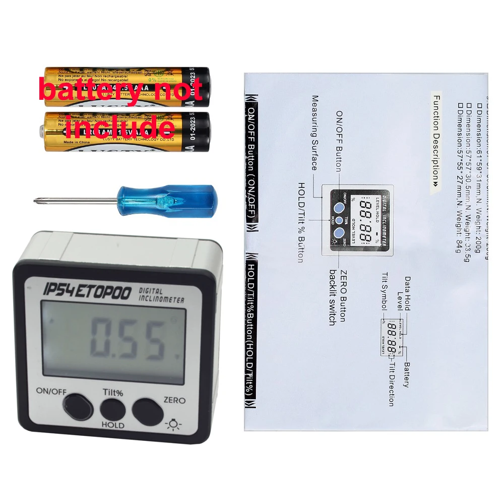 IP54/IP65 Magnetischer digitaler Winkelmesser mit Hintergrundbeleuchtung und/ohne Doppellaser – Detail 6
