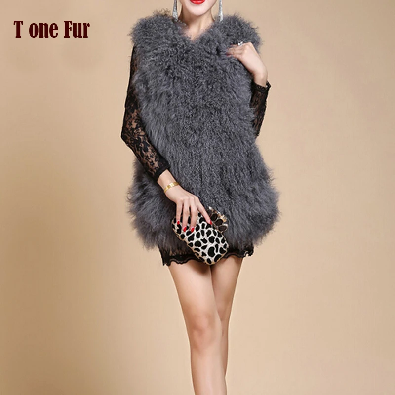 New Real Natural Mongolia Sheep Fur Vest For Women High Fashion  FP363