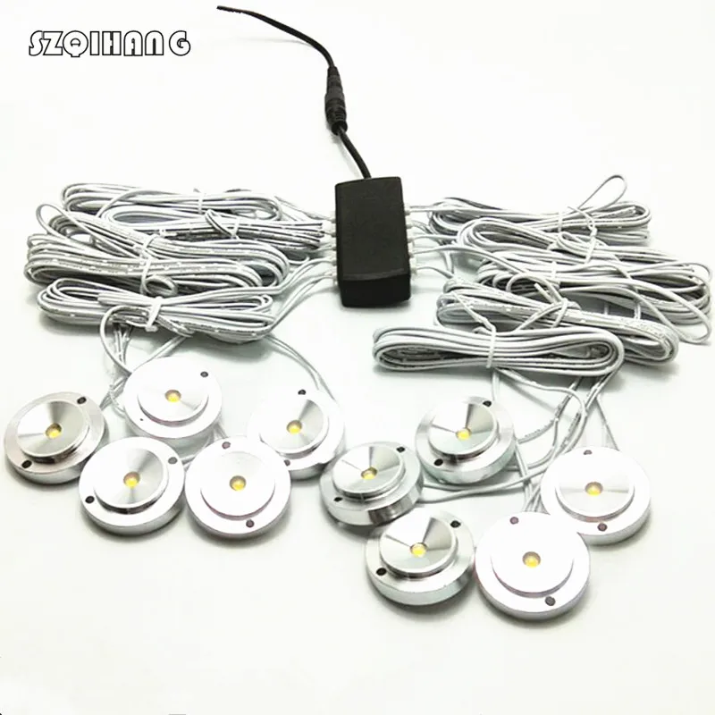 6pcs/lot 6x1W Warm /Cold White LED Cabinet Light LED Puck Light 120D View Angle 100LM/W AC85-265V