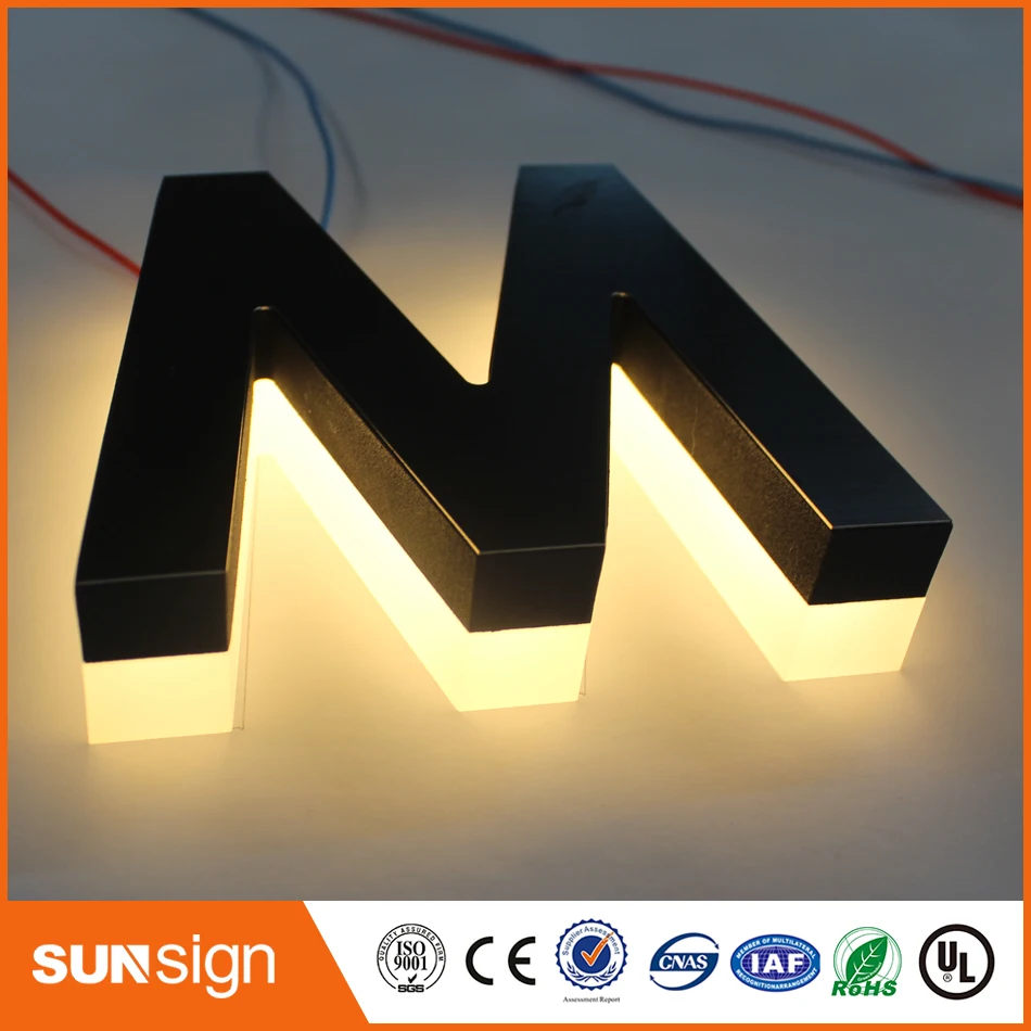 Stainless steel warm white led back lighting advertising letters