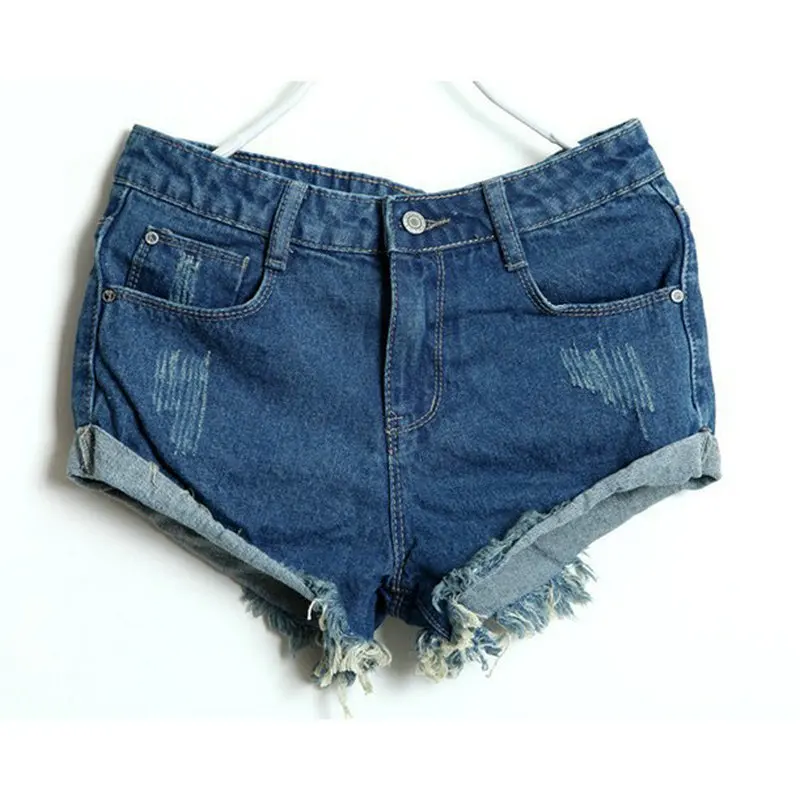 2024 Summer new women\'s hole cuffs washing ultrashort mid waist denim shorts women jeans Ms Trousers